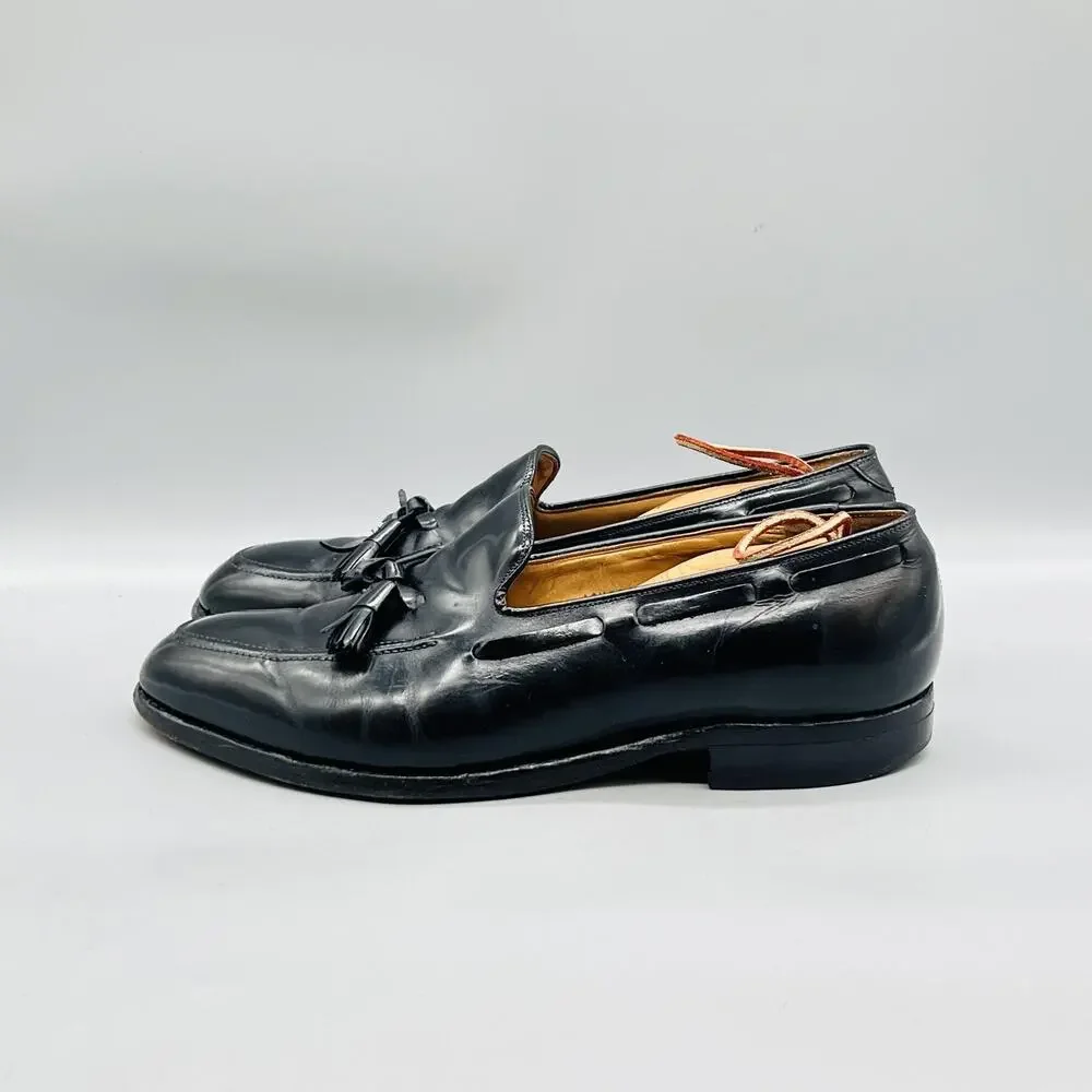 Aristocraft Shoes Men 10.5 Black Leather Tassel Loafers Vintage Made USA